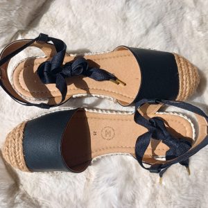 P083 PLATAFORMA BALLERINA DE YUTE/NEGRA LISTON NEGRO