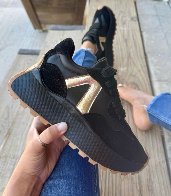 TP1110 TENIS PLATAFORMA NEGRO/ORO
