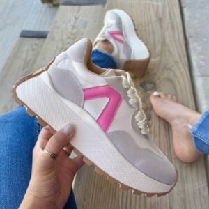 TP1090 TENIS PLATAFORMA LATTE/ROSA