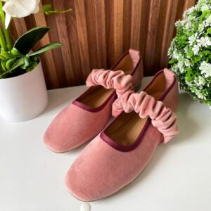 F206 FLAT ROSA TERCIOPELO CORREA CORRUGADA