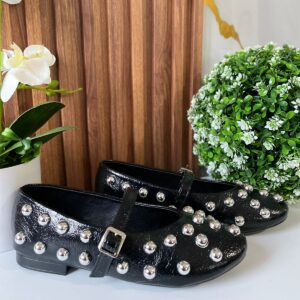 F212 FLAT NEGRO CON ESTOPEROLES PLATEADOS