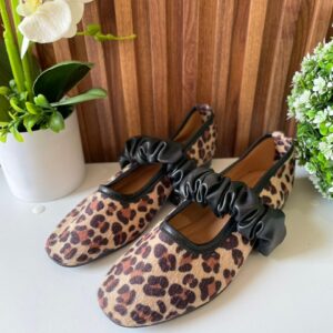 F225 FLAT LEOPARDO CORREA CORRUGADA NEGRA