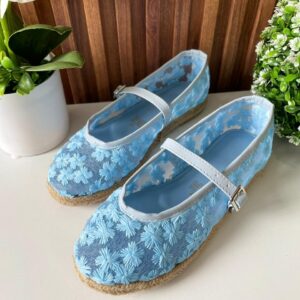 F231 FLAT CELESTE DE FLORES CON SUELA DE YUTE