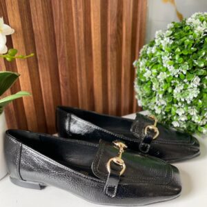 F237 FLAT NEGRO TIPO CHAROL CON HEBILLA
