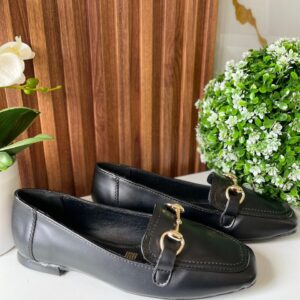 F238 FLAT NEGRO LISO CON HEBILLA