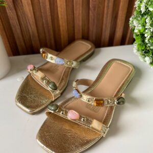 S1065 SANDALIA ORO CON PEDRERIA DE COLORES