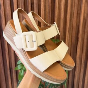 S1133 SANDALIA BEIGE CON PLATAFORMA Y DOBLE TIRA