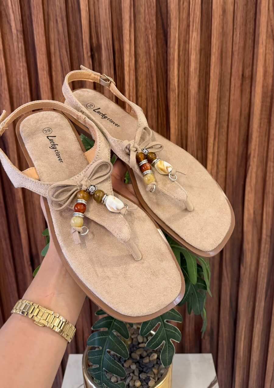 S1130 SANDALIA KHAKI CON MOÑO Y SUJETADOR EN TOBILLO