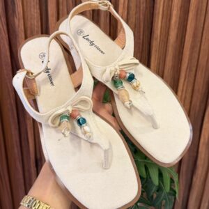 S1131 SANDALIA BEIGE CON MOÑO Y SUJETADOR EN TOBILLO