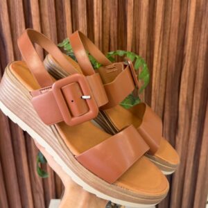 S1134 SANDALIA CAFE CON PLATAFORMA Y DOBLE TIRA