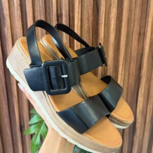 S1132 SANDALIA NEGRA CON PLATAFORMA Y DOBLE TIRA