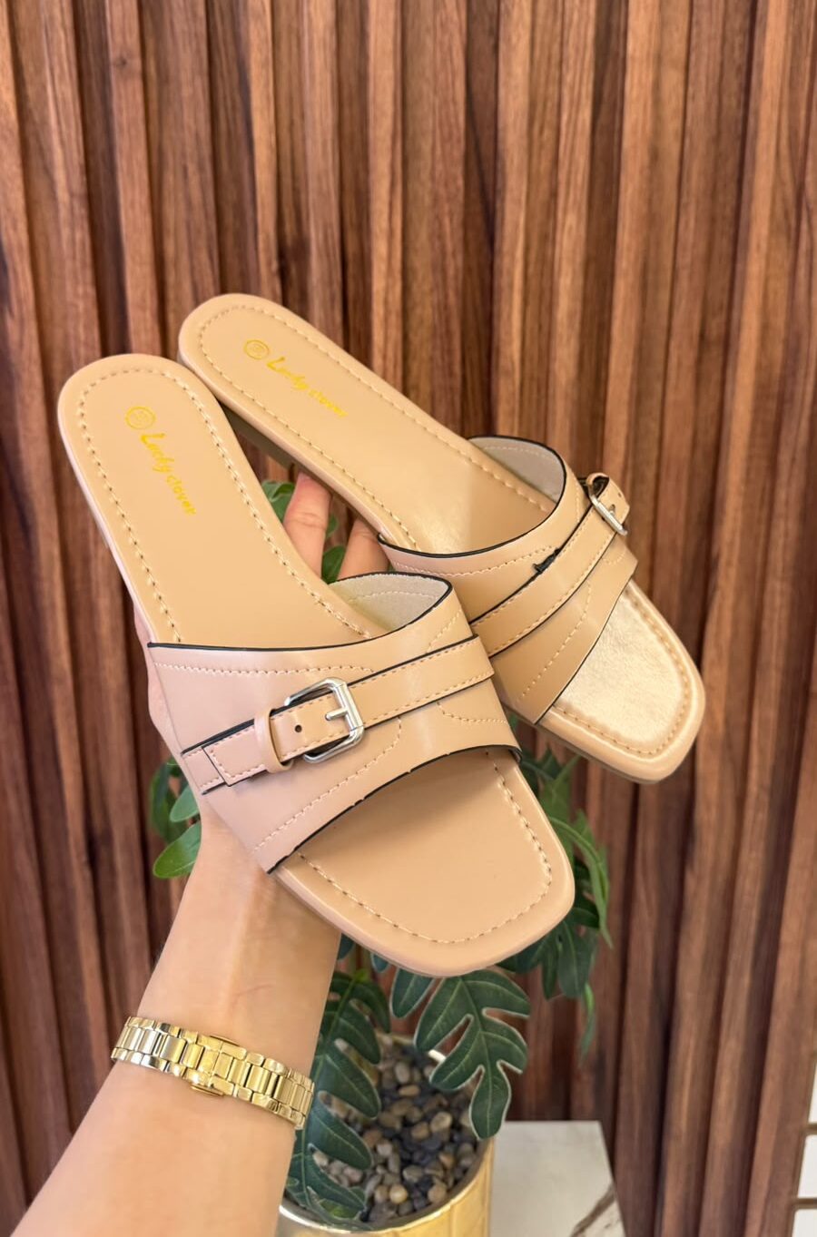 S1145 SANDALIA APRICOT BASICA CON HEBILLA