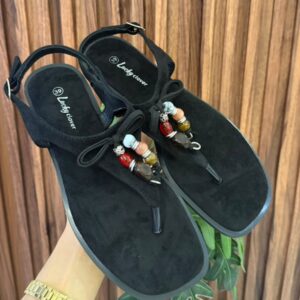 S1128 SANDALIA NEGRA CON MOÑO Y SUJETADOR EN TOBILLO