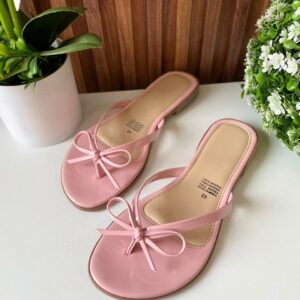 S1153 SANDALIA ROSA CHAROL DOS TIRAS CON MOÑO