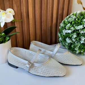 F302 FLAT PLATA CON BRILLOS DE MALLA