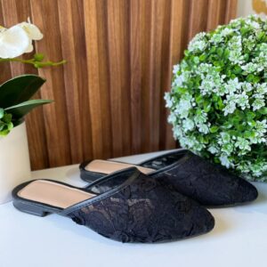 F309 FLAT NEGRO DE MALLA DISEÑO DE ROSAS