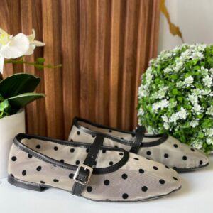 F322 FLAT BEIGE DE MALLA POLKA DOT