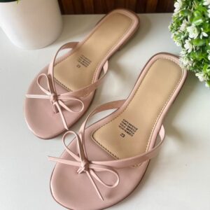 S1185 SANDALIA ROSA CLARO CHAROL DOS TIRAS CON MOÑO