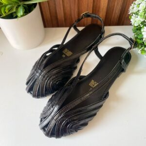 S1186 SANDALIA NEGRA DE TIRAS SUJETADOR EN TOBILLO